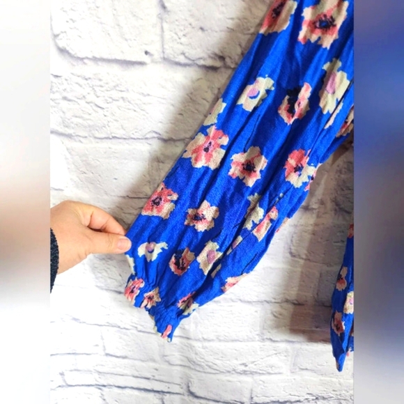 Lucky Brand bohemian-inspired flowy 100% viscose vibrant blue blouse Size 1X - Picture 4 of 14